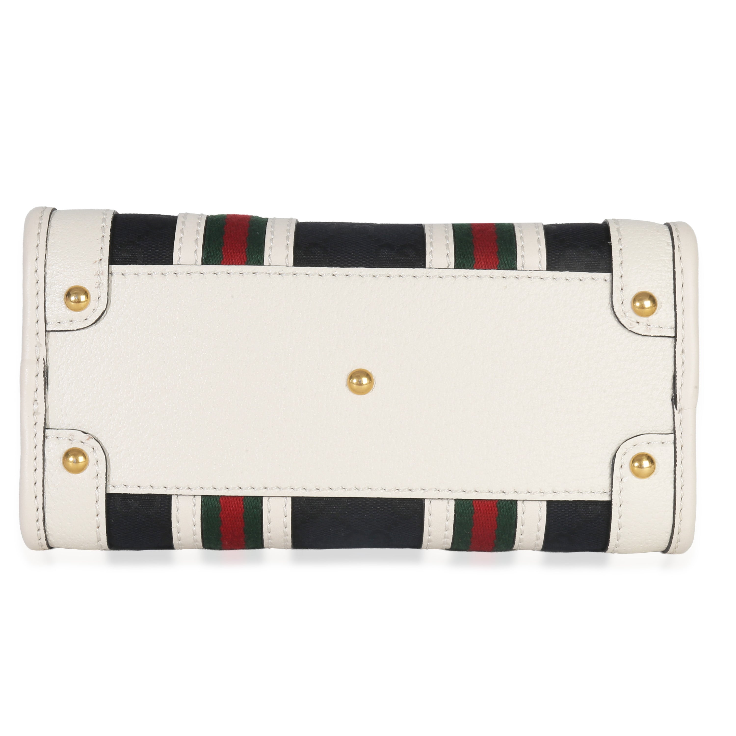 Black White Canvas Mini Double G Top Handle Bag