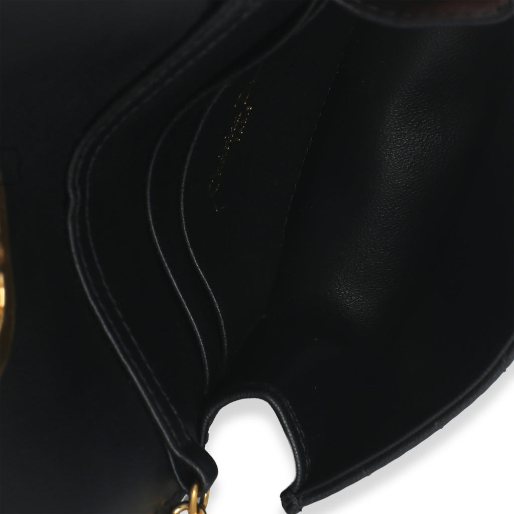Black Macrocannage Calfskin Micro Miss Caro Chain Bag