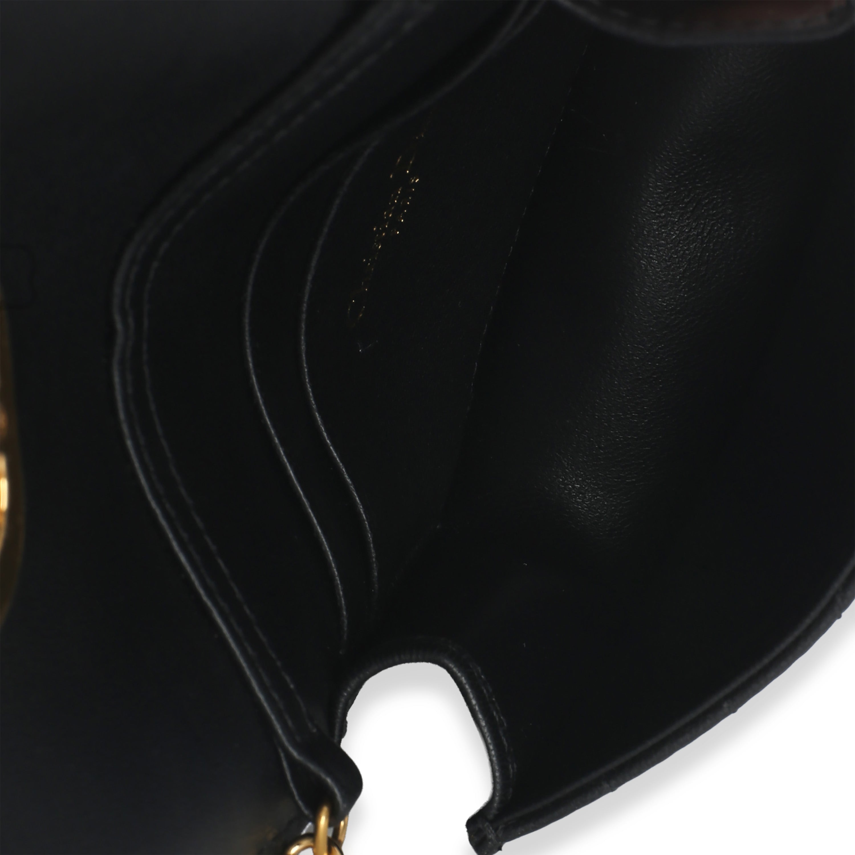 Black Macrocannage Calfskin Micro Miss Caro Chain Bag