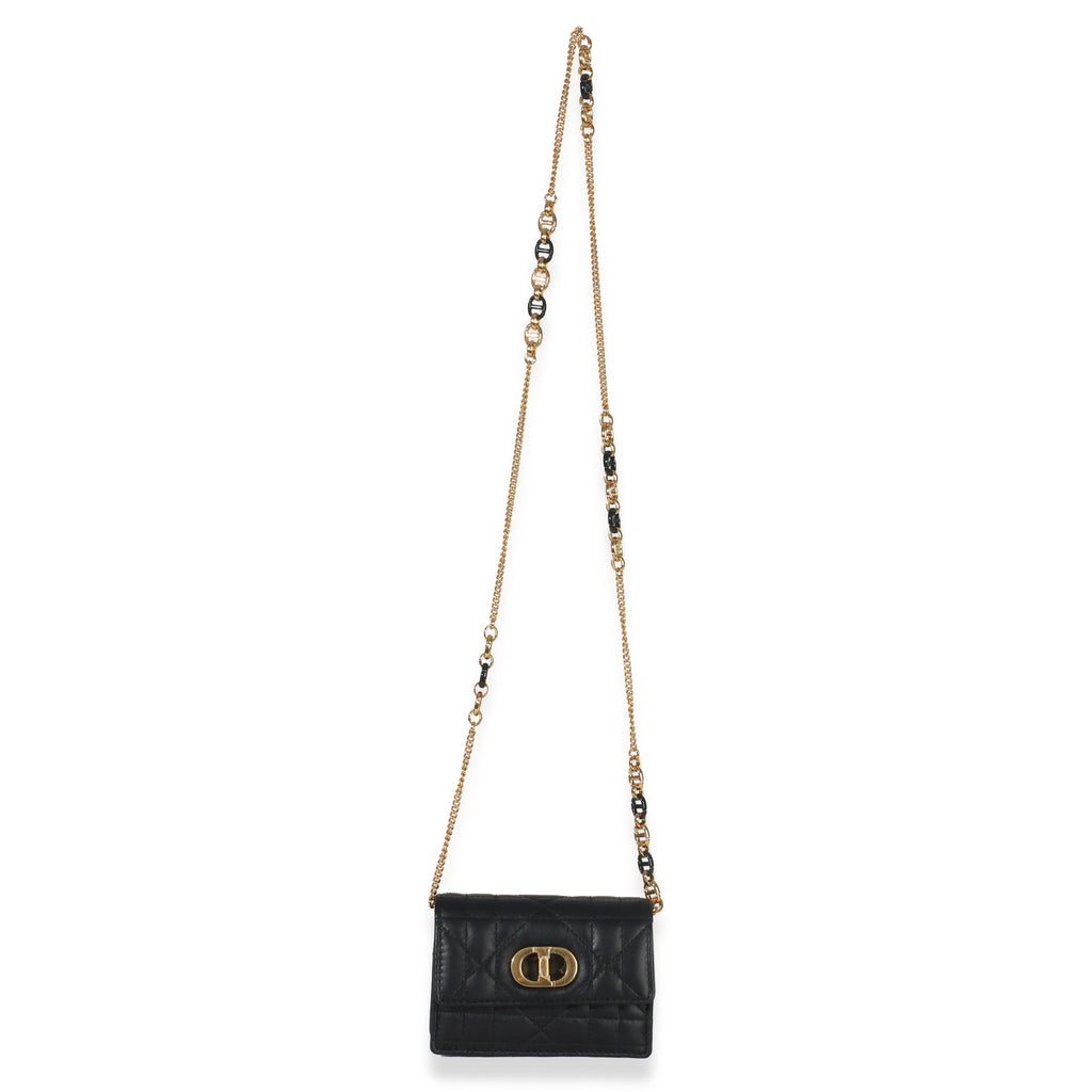 Black Macrocannage Calfskin Micro Miss Caro Chain Bag