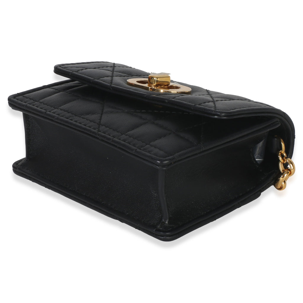Black Macrocannage Calfskin Micro Miss Caro Chain Bag