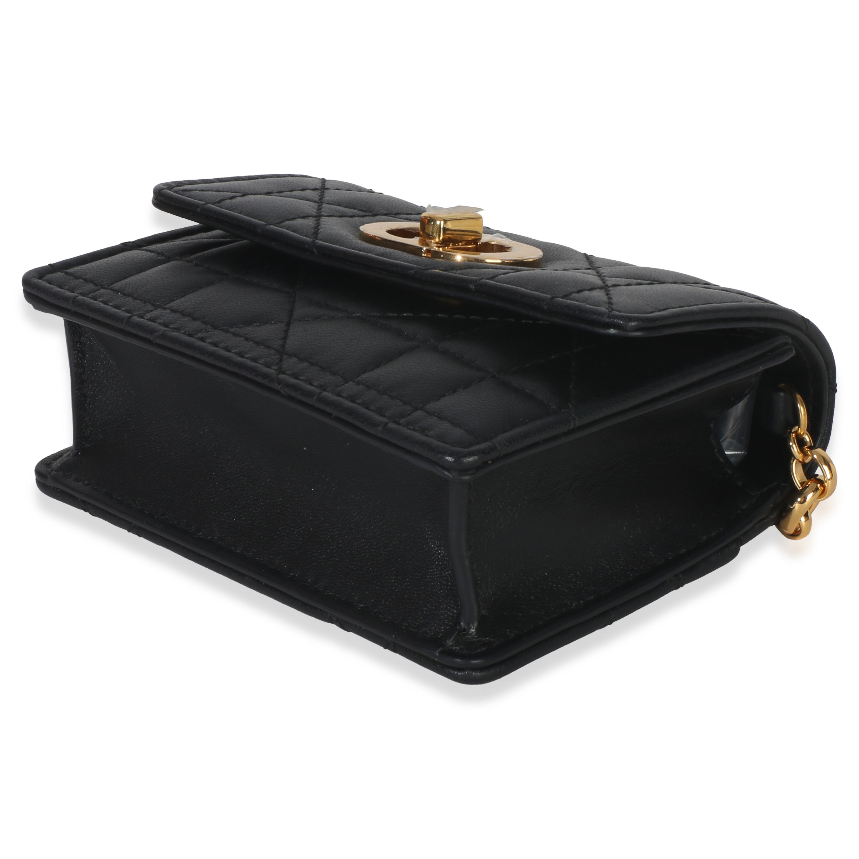 Black Macrocannage Calfskin Micro Miss Caro Chain Bag