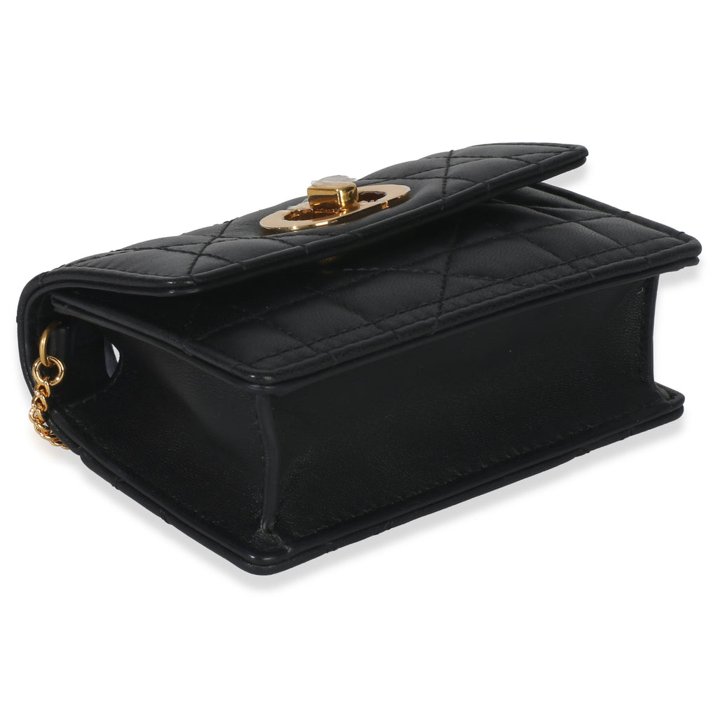 Black Macrocannage Calfskin Micro Miss Caro Chain Bag