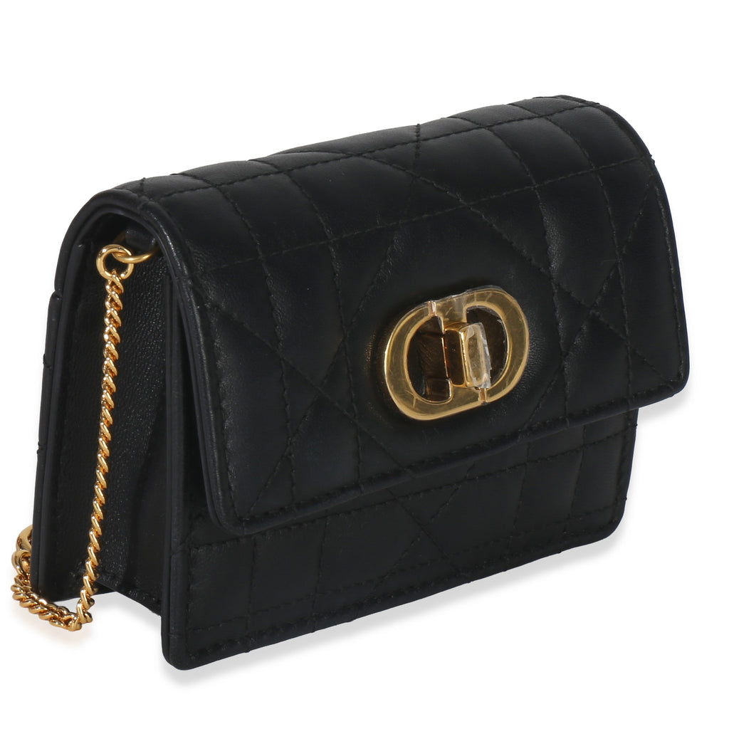 Black Macrocannage Calfskin Micro Miss Caro Chain Bag