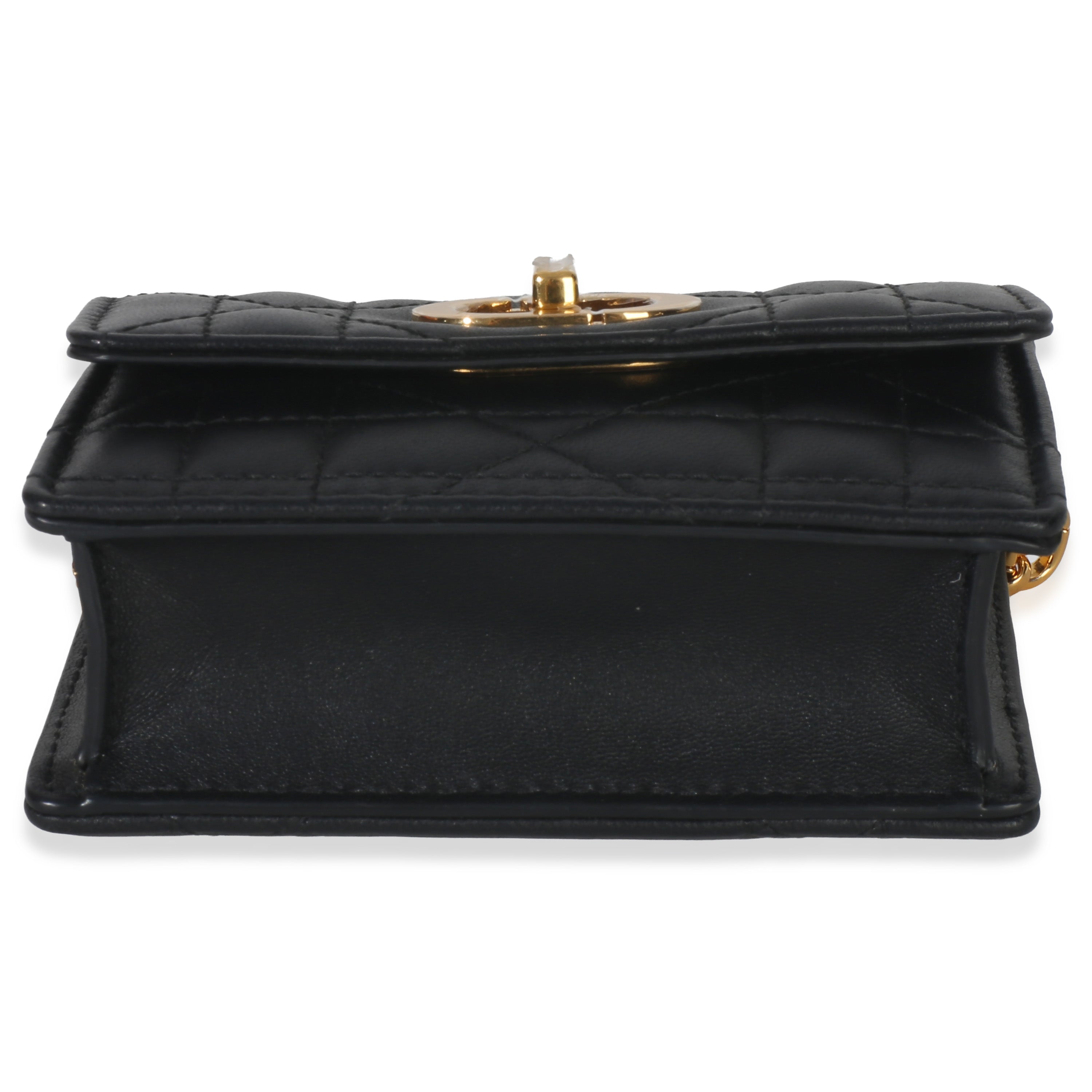 Black Macrocannage Calfskin Micro Miss Caro Chain Bag