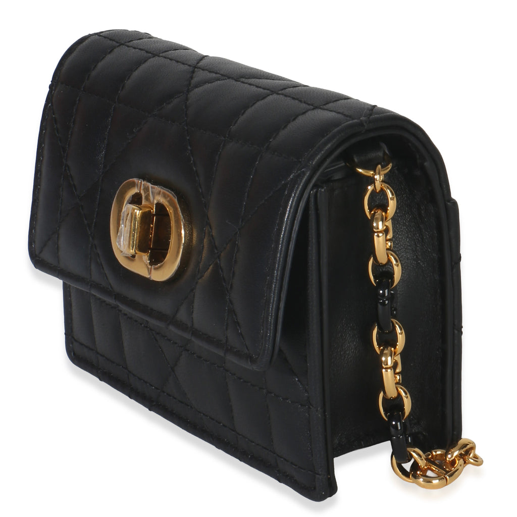 Black Macrocannage Calfskin Micro Miss Caro Chain Bag