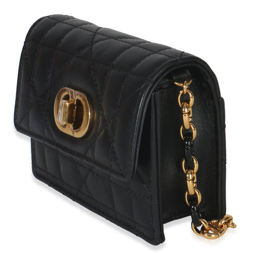 Black Macrocannage Calfskin Micro Miss Caro Chain Bag