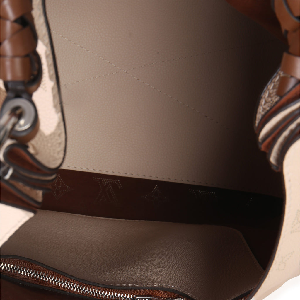 Creme Monogram Mahina Carmel Hobo