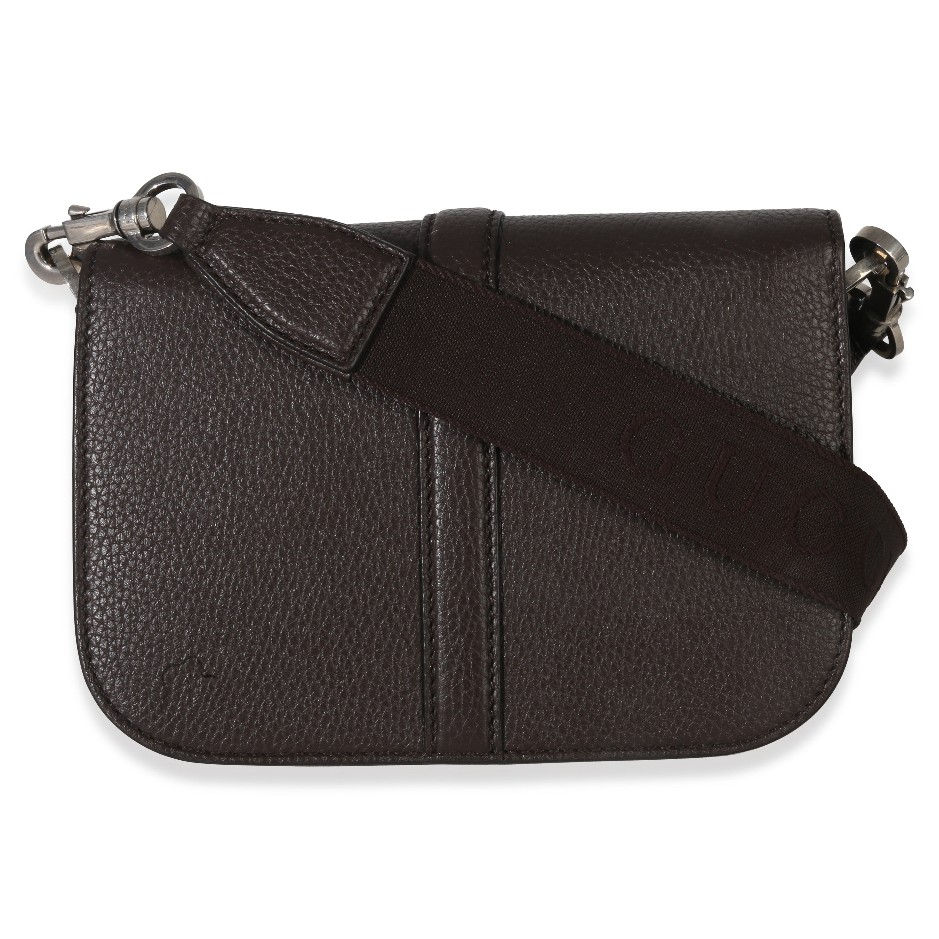 Beige Ebony GG Monogram Canvas Mini Buckle Crossbody Bag