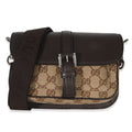 Beige Ebony GG Monogram Canvas Mini Buckle Crossbody Bag