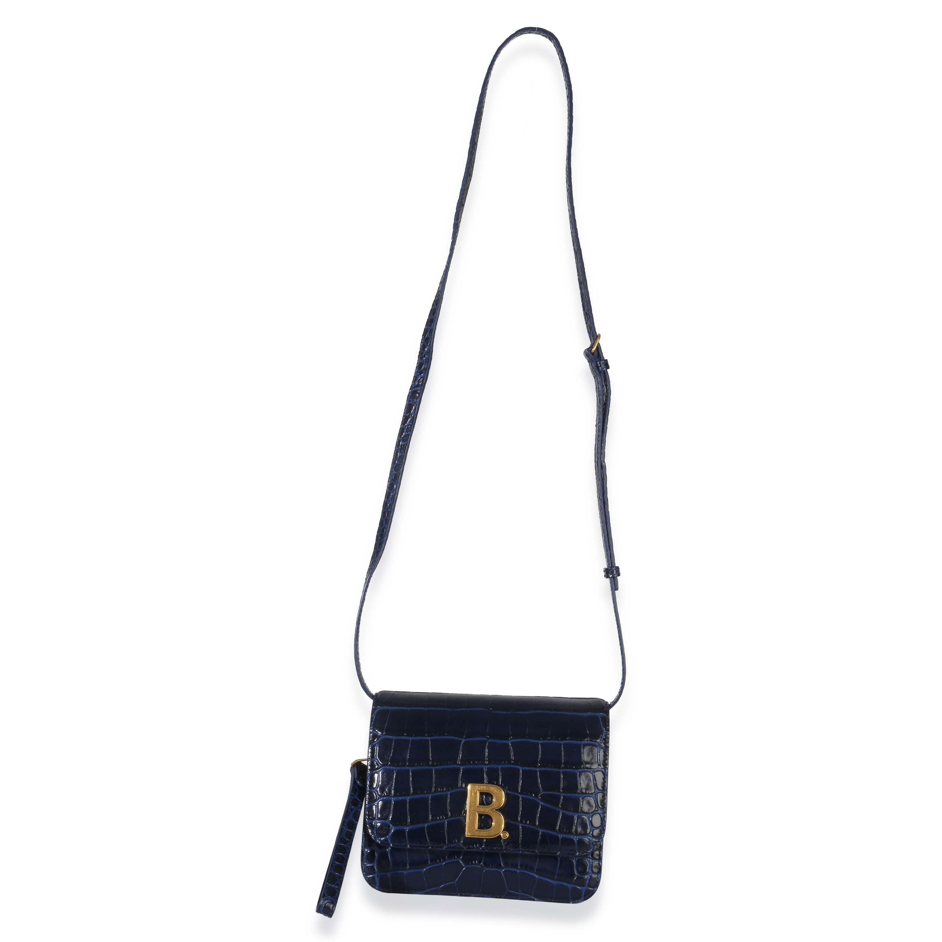 B. Navy Croc Small Shoulder Bag