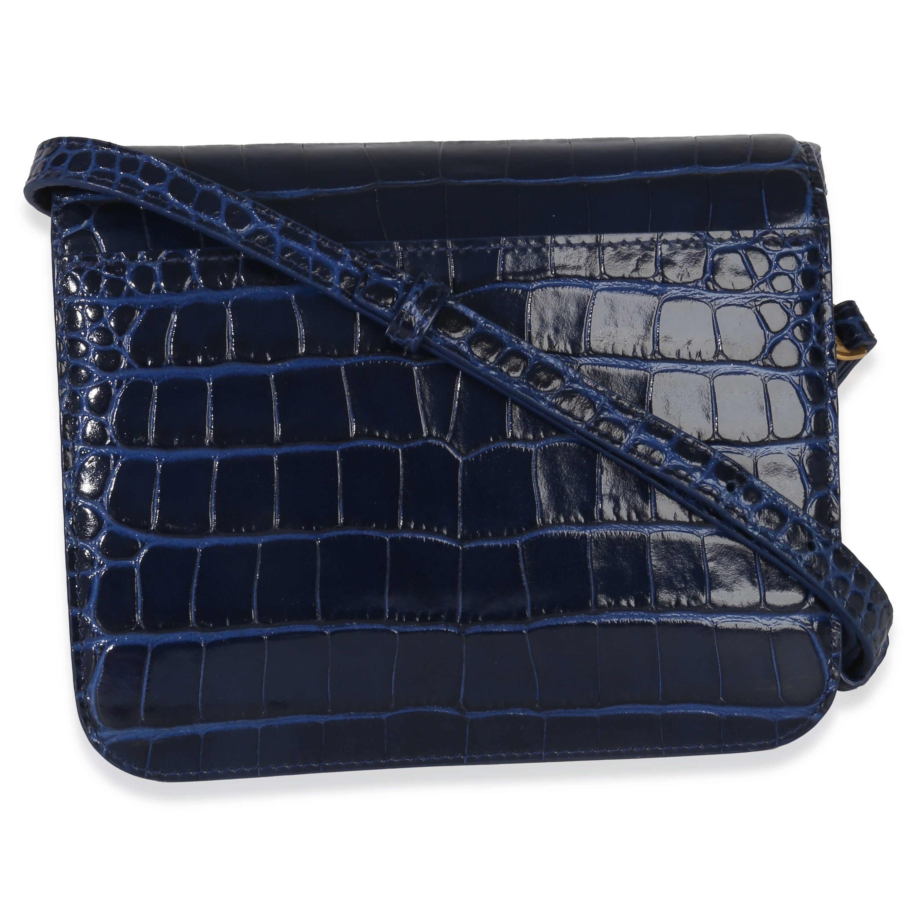 B. Navy Croc Small Shoulder Bag