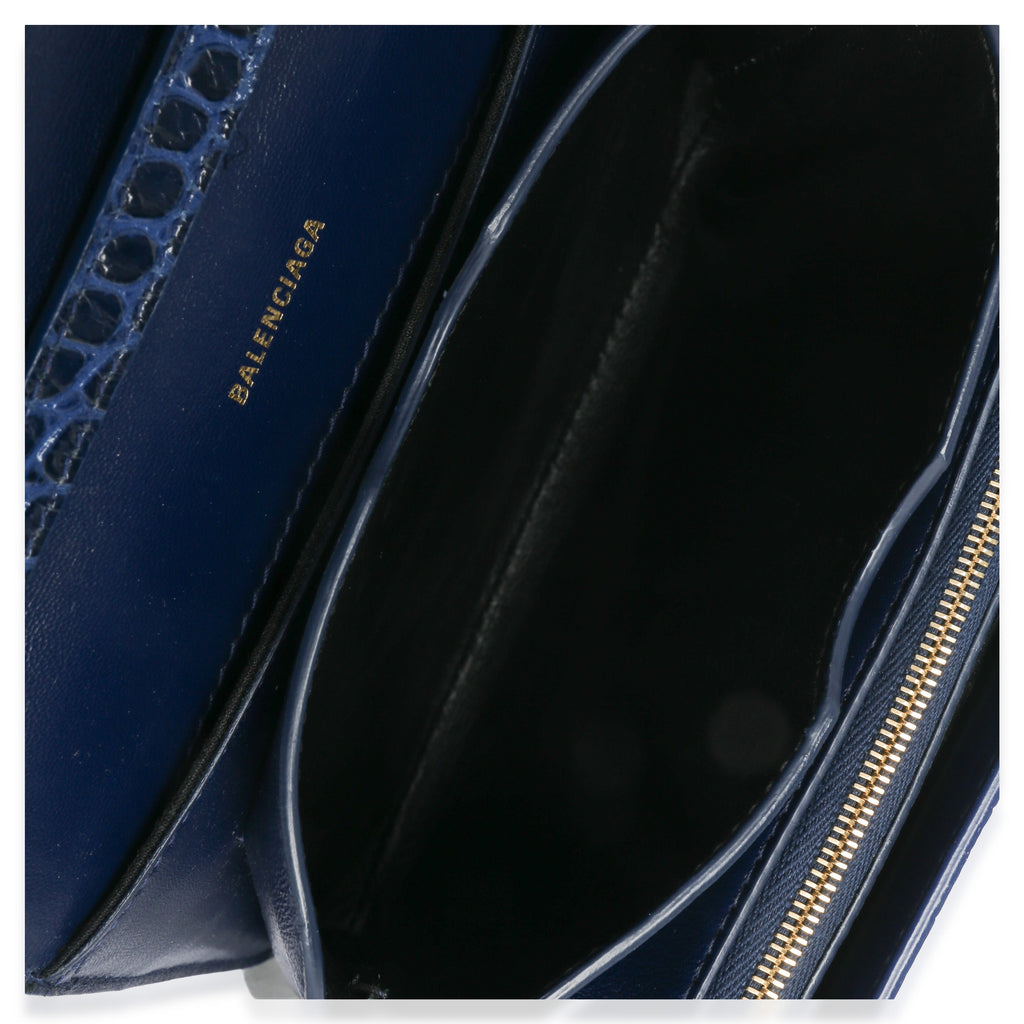 B. Navy Croc Small Shoulder Bag