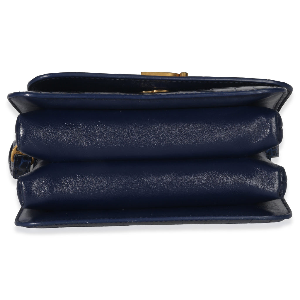 B. Navy Croc Small Shoulder Bag