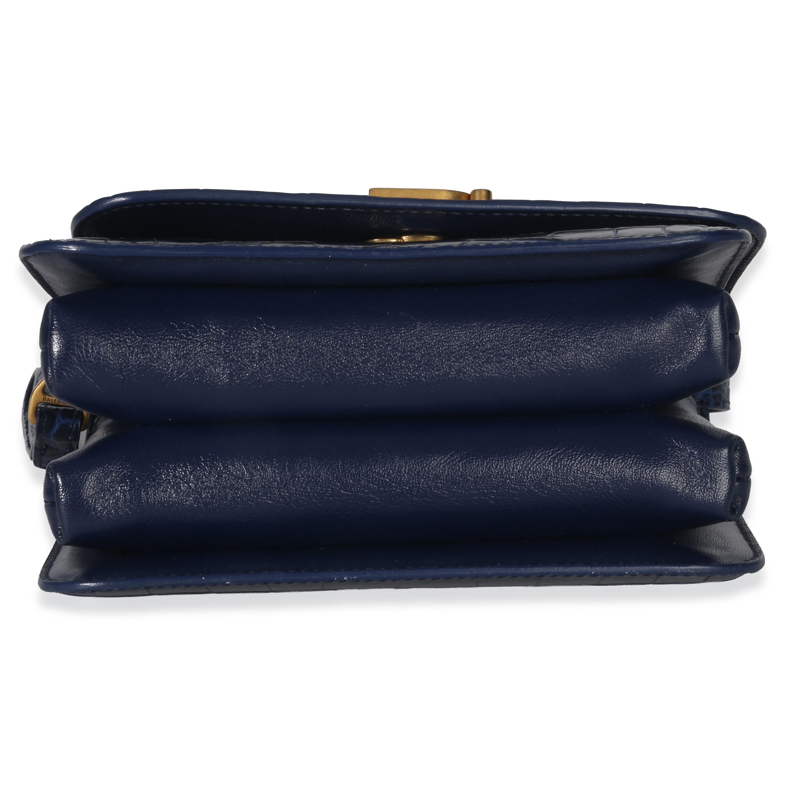 B. Navy Croc Small Shoulder Bag