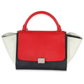 Red Black White Grained Calfskin Small Trapeze Bag