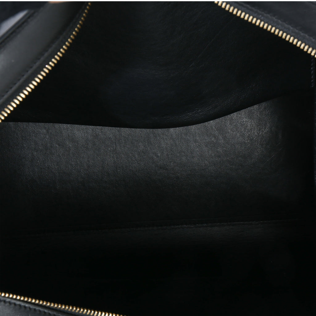 Blue Black Cream Suede Grained Calfskin Small Trapeze Bag