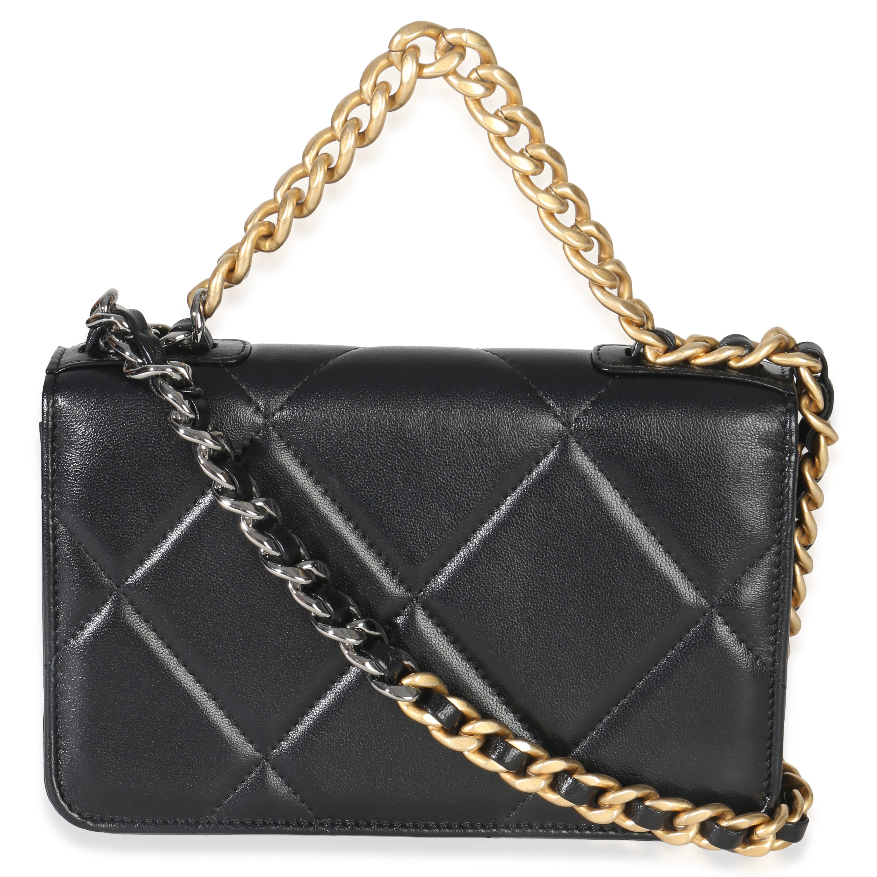 Black Quilted Lambskin Chanel 19 Wallet On Chain