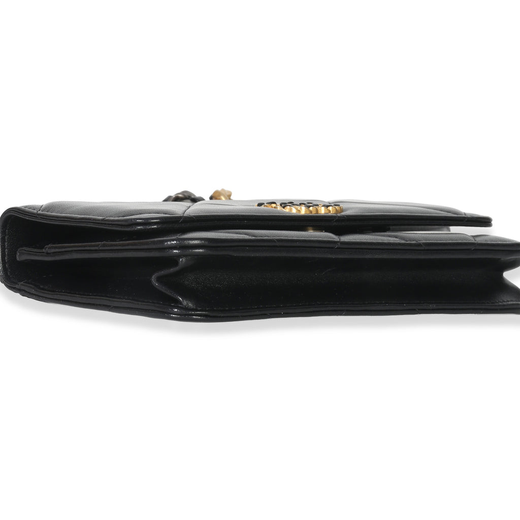 Black Quilted Lambskin Chanel 19 Wallet On Chain