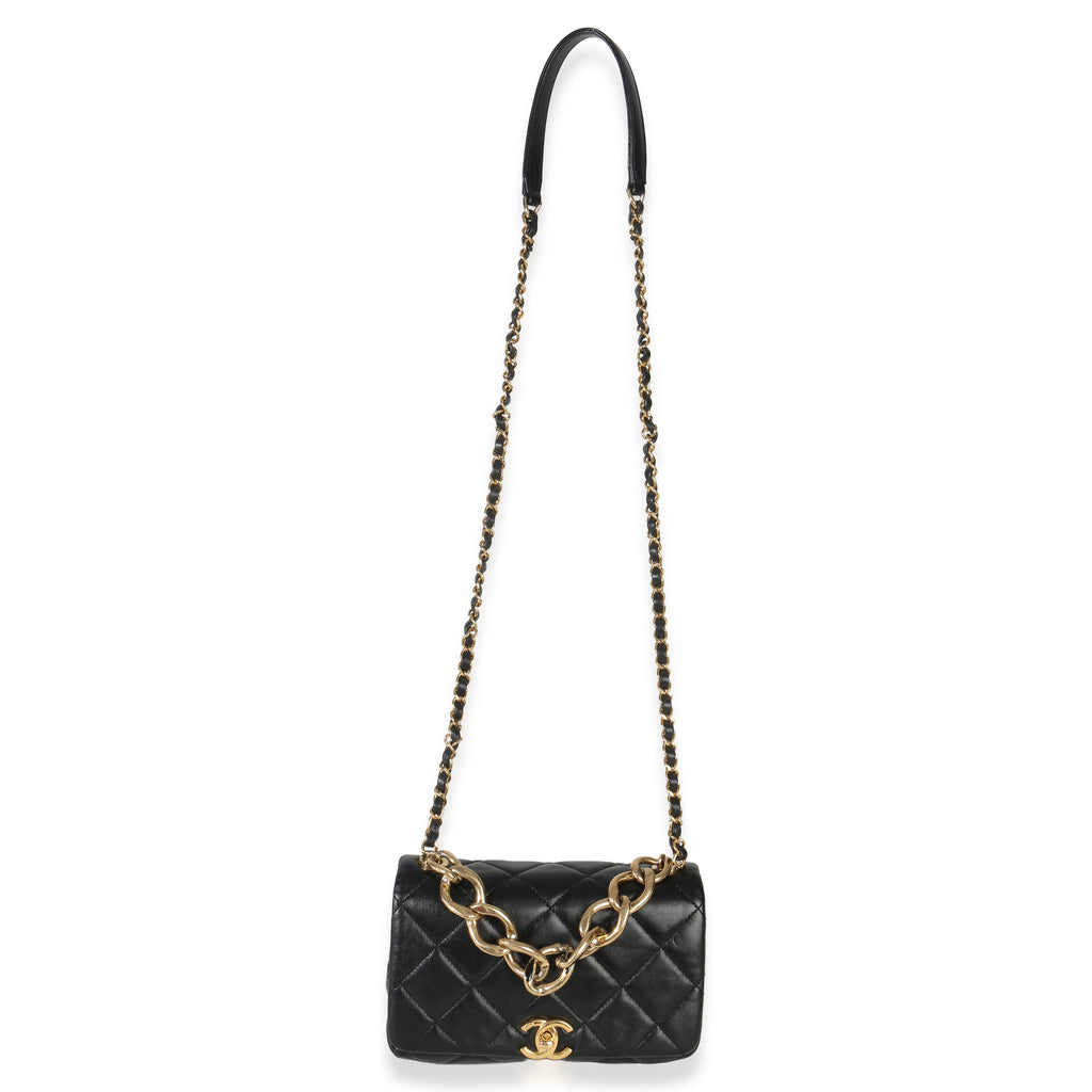 Black Quilted Lambskin Small Colour Match Flap Bag