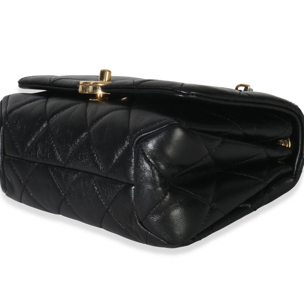 Black Quilted Lambskin Small Colour Match Flap Bag