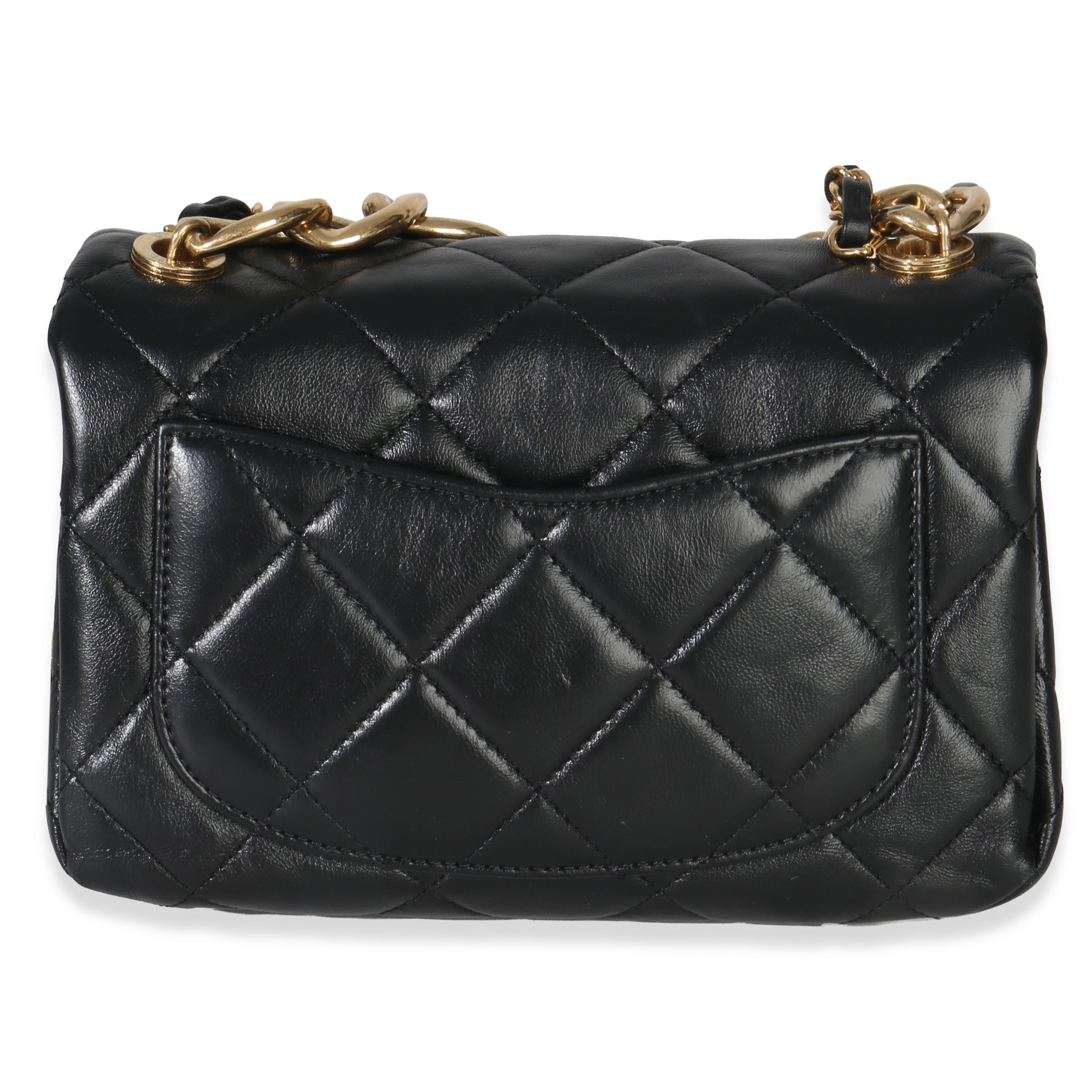 Black Quilted Lambskin Small Colour Match Flap Bag