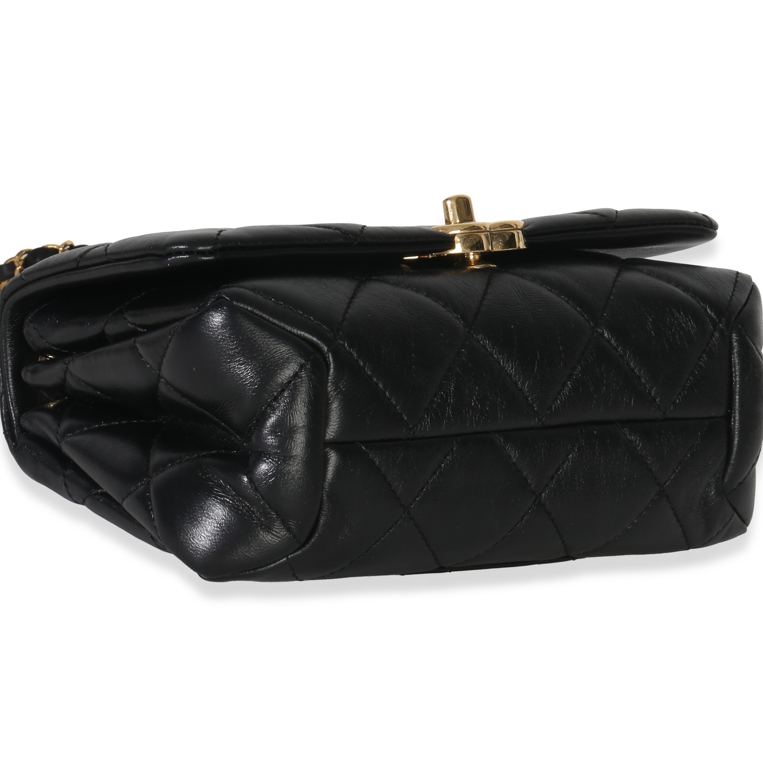Black Quilted Lambskin Small Colour Match Flap Bag