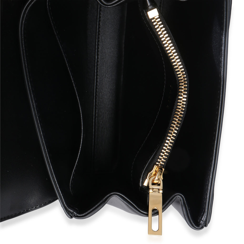 Black Satinated Calfskin Mini 16 Top Handle Bag