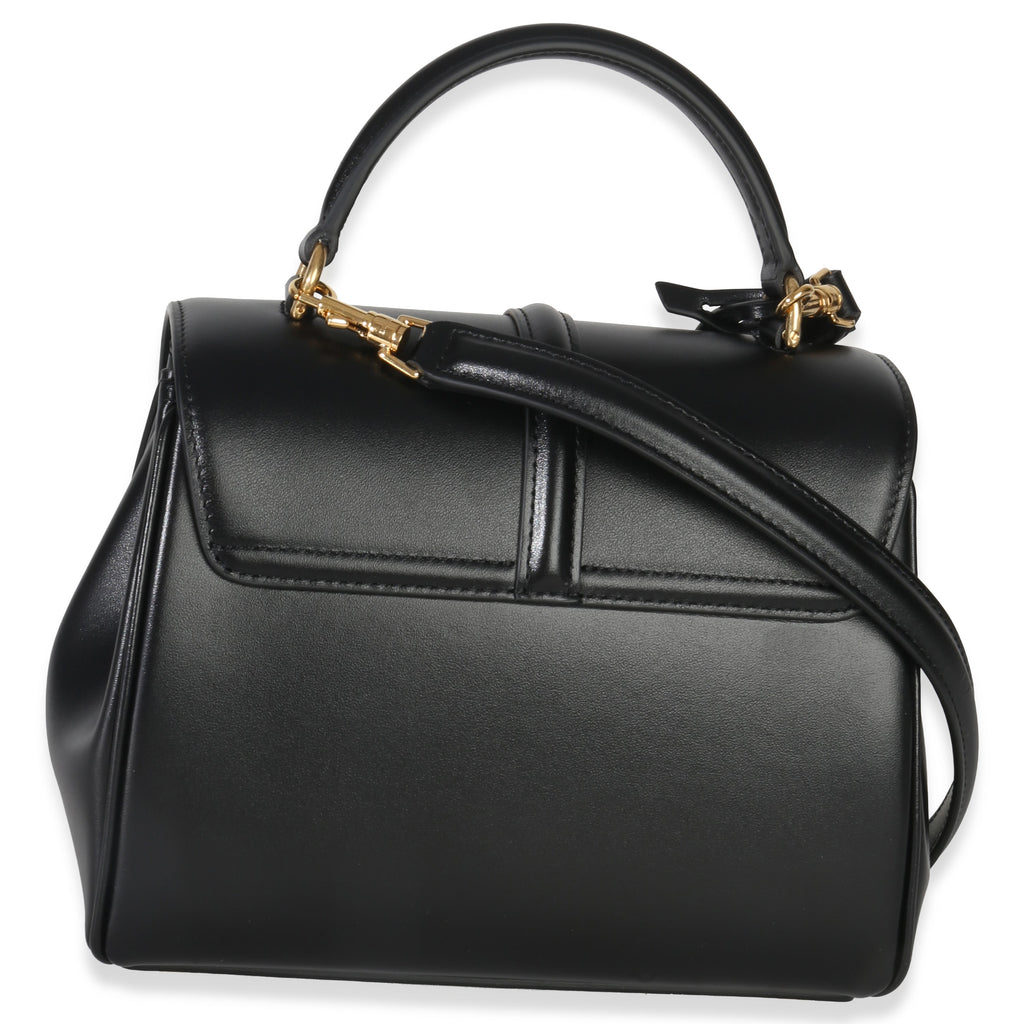 Black Satinated Calfskin Mini 16 Top Handle Bag