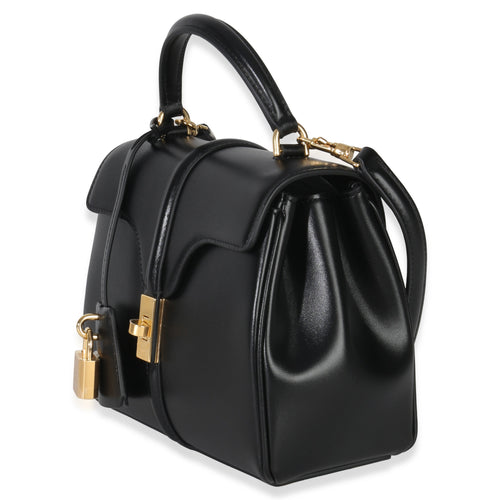 Black Satinated Calfskin Mini 16 Top Handle Bag