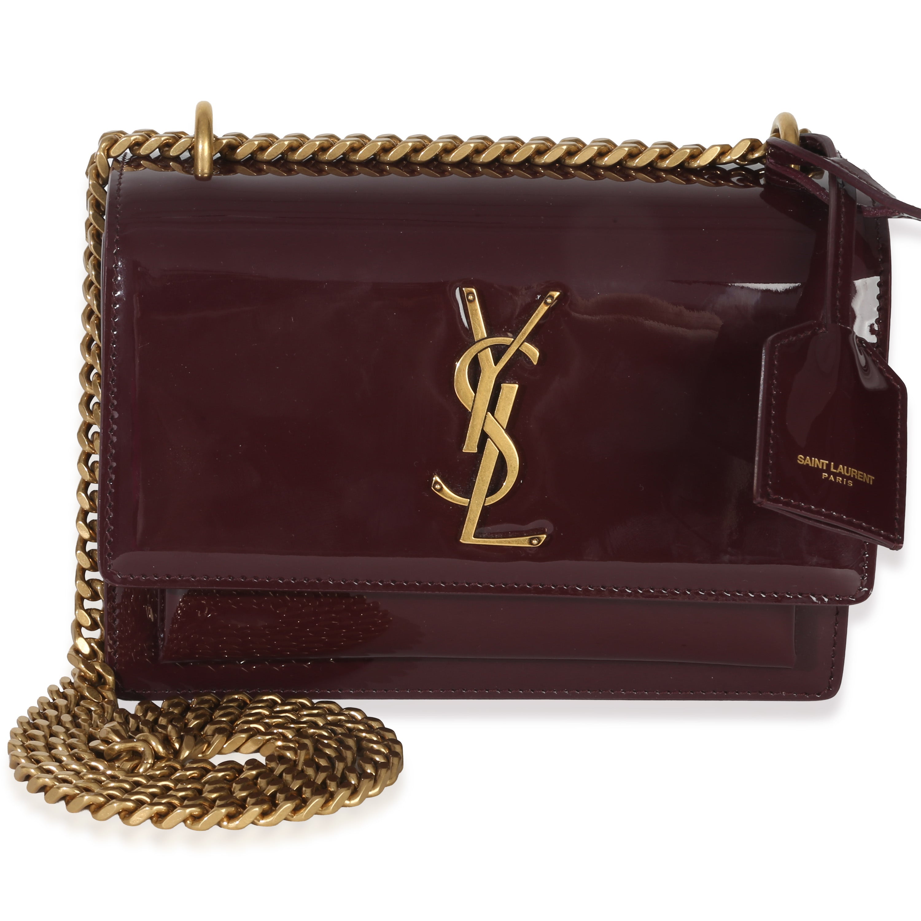 Red Wine Patent Monogram Small Sunset Bag