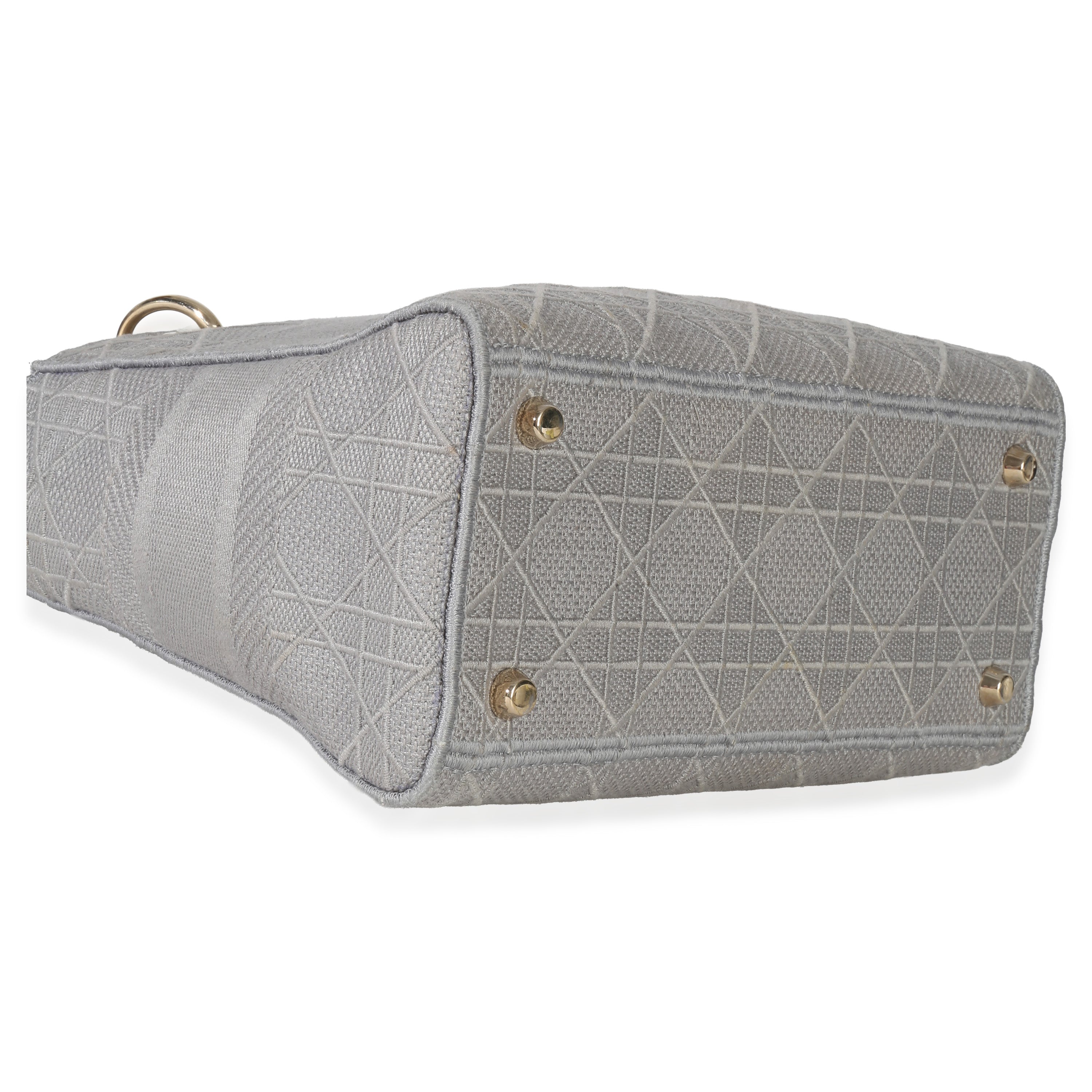 Gray Canvas Cannage Embroidered Medium Lady D-Lite Bag