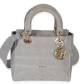 Gray Canvas Cannage Embroidered Medium Lady D-Lite Bag