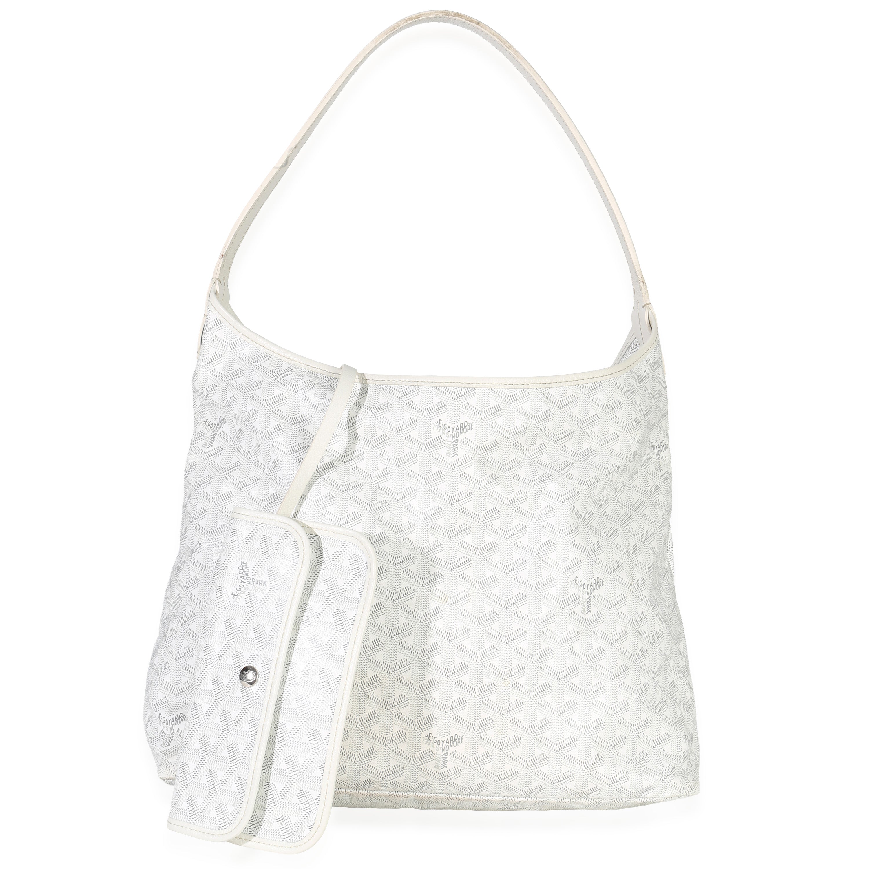 White Goyardine Canvas Boheme Hobo
