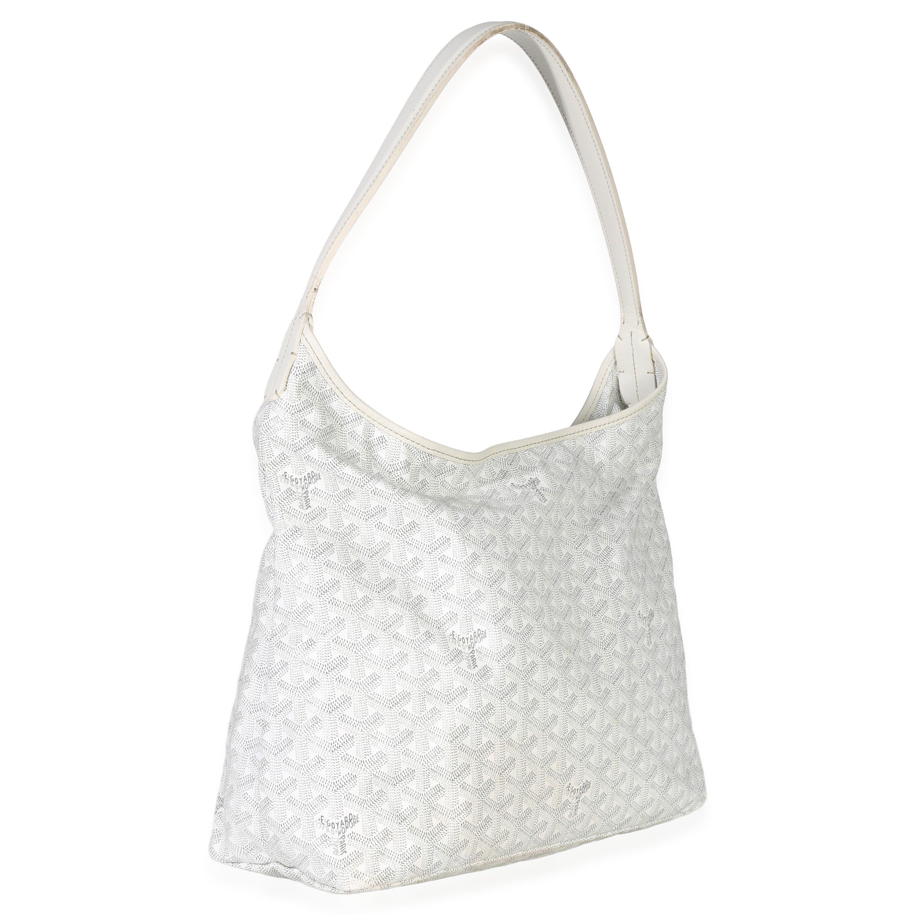 White Goyardine Canvas Boheme Hobo