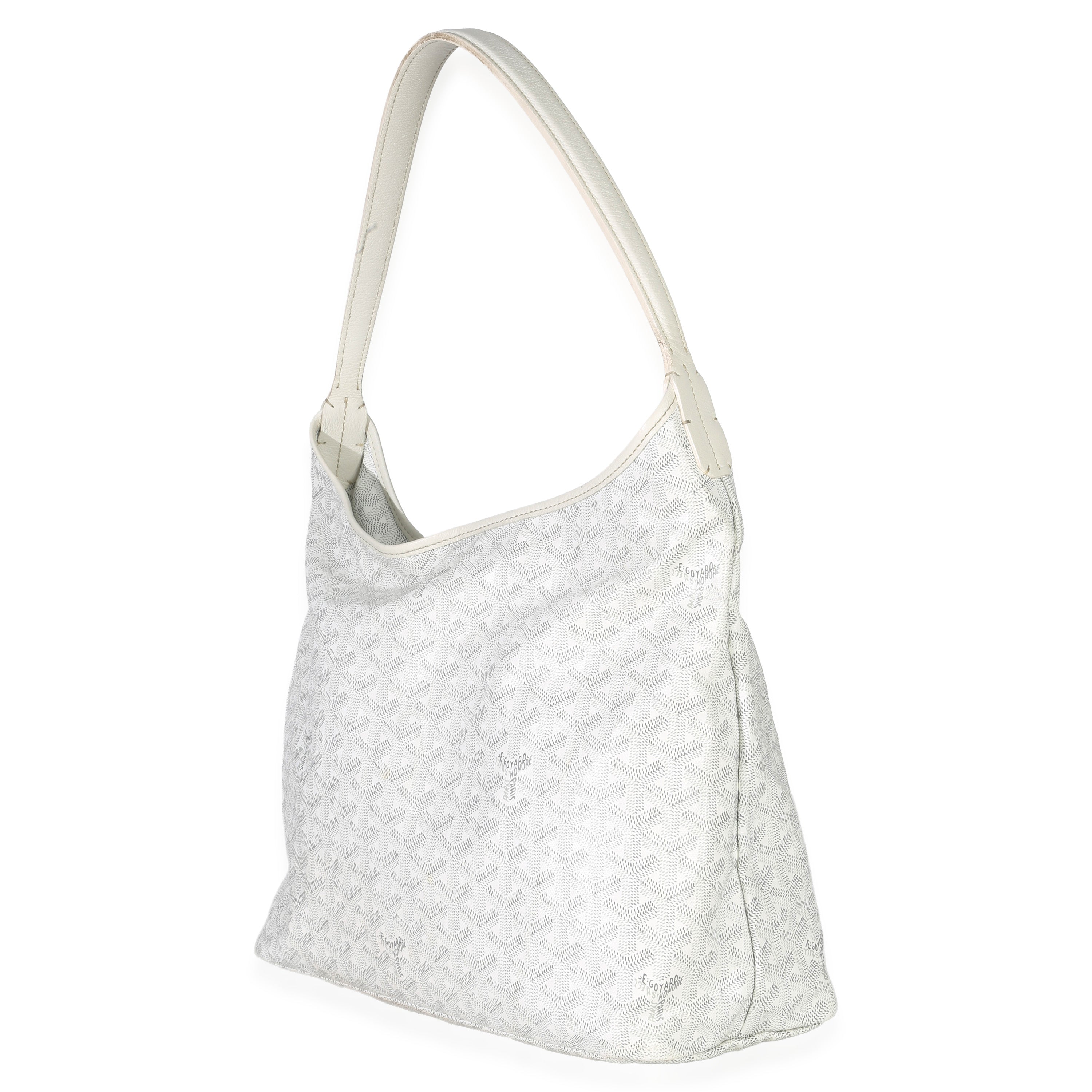 White Goyardine Canvas Boheme Hobo