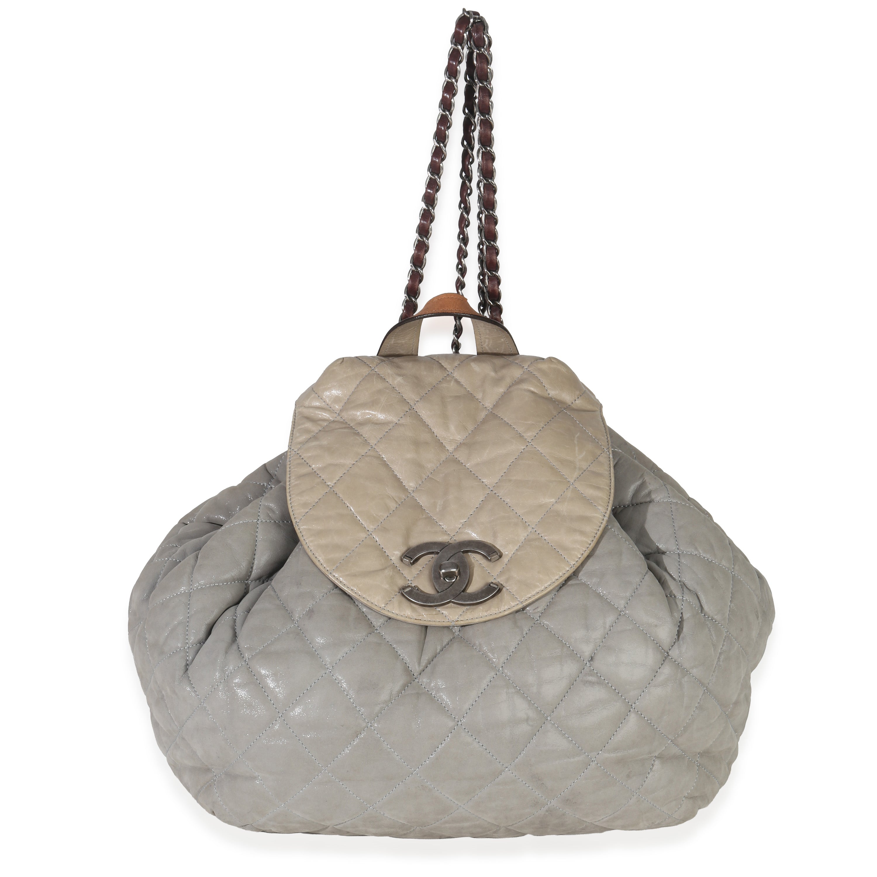 Grey Quilted Calfskin In The Mix Backpack