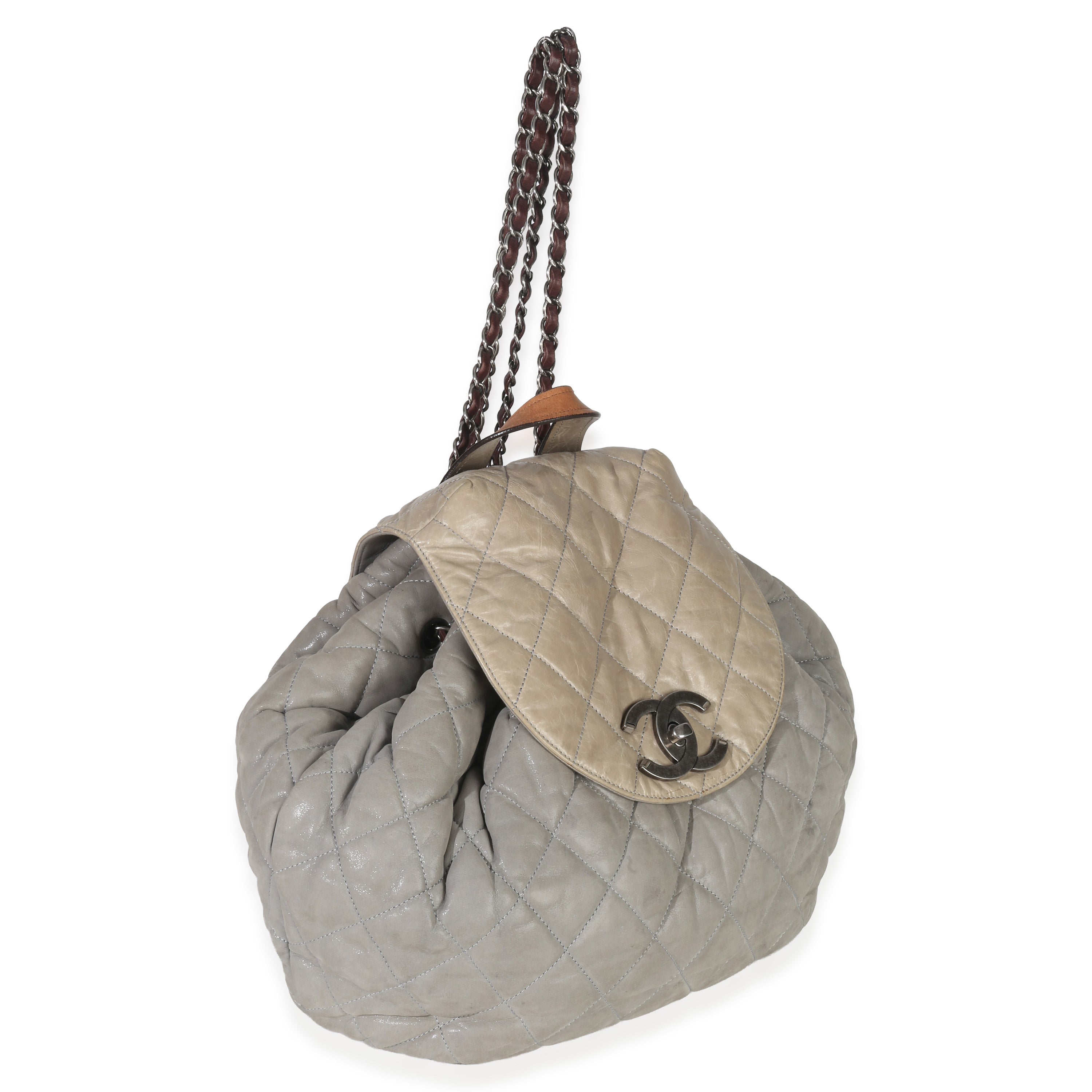 Grey Quilted Calfskin In The Mix Backpack