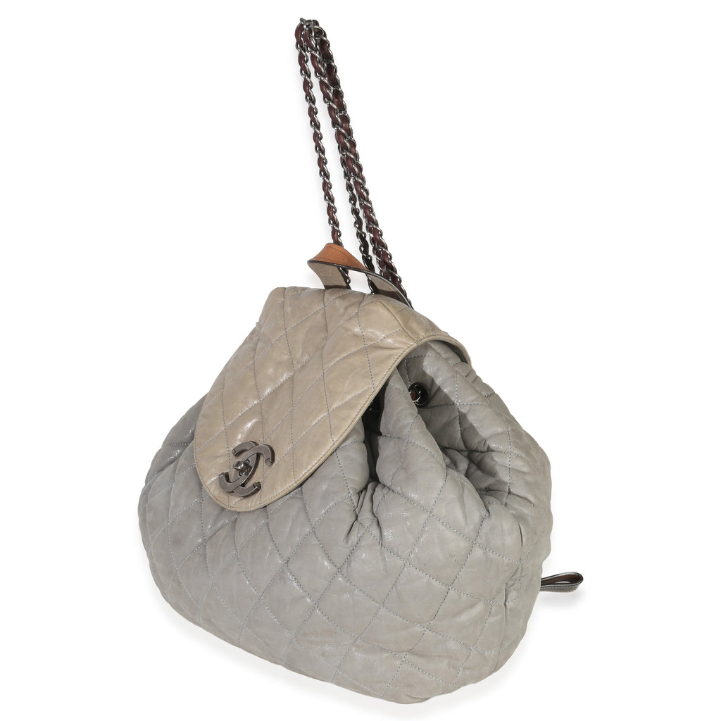 Grey Quilted Calfskin In The Mix Backpack