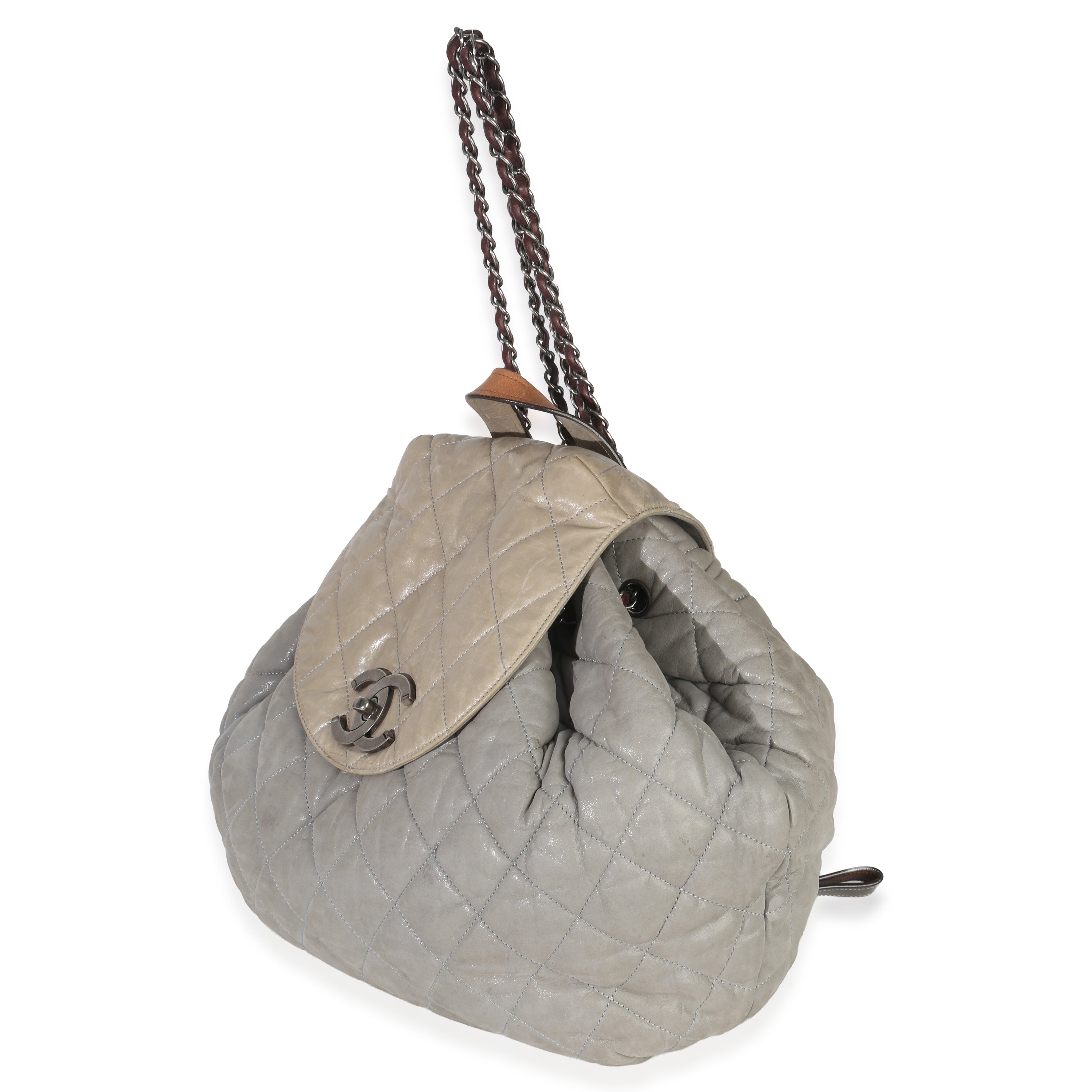 Grey Quilted Calfskin In The Mix Backpack