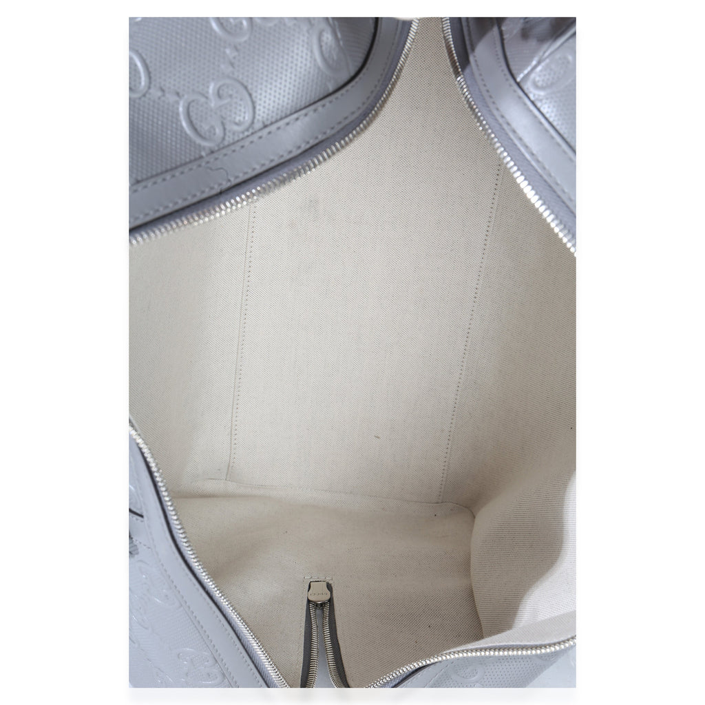 Grey Embossed Calfskin GG Tennis Medium Duffle Bag