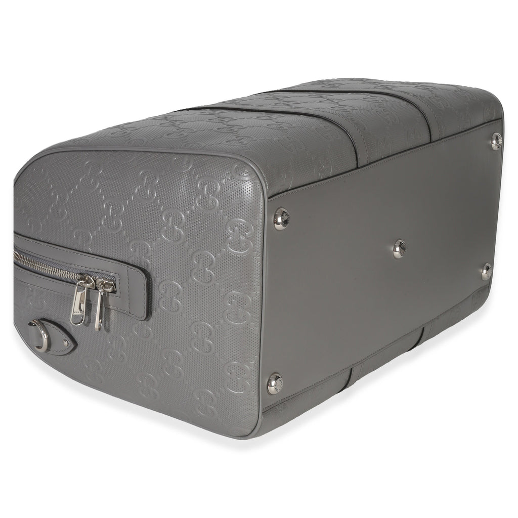 Grey Embossed Calfskin GG Tennis Medium Duffle Bag