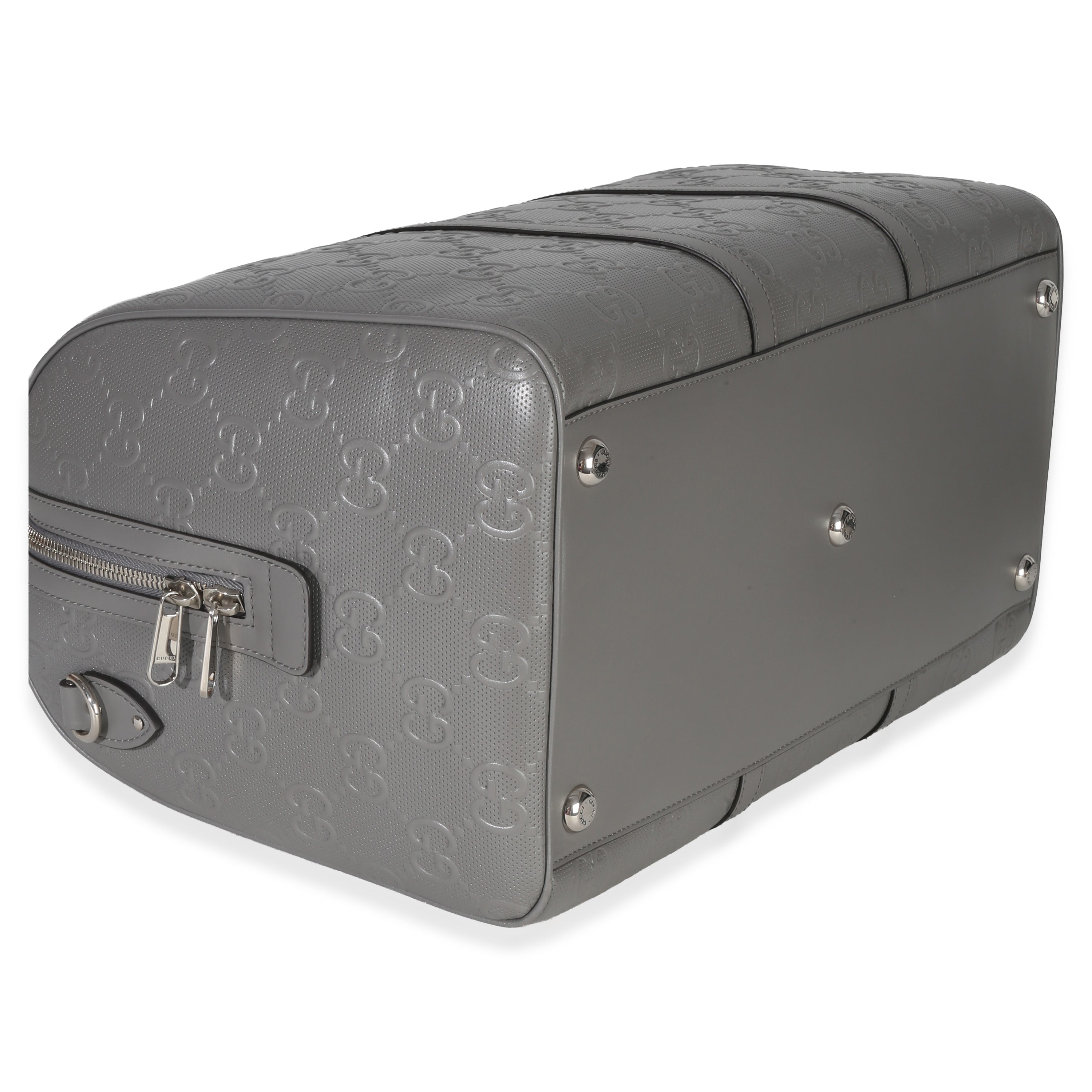 Grey Embossed Calfskin GG Tennis Medium Duffle Bag
