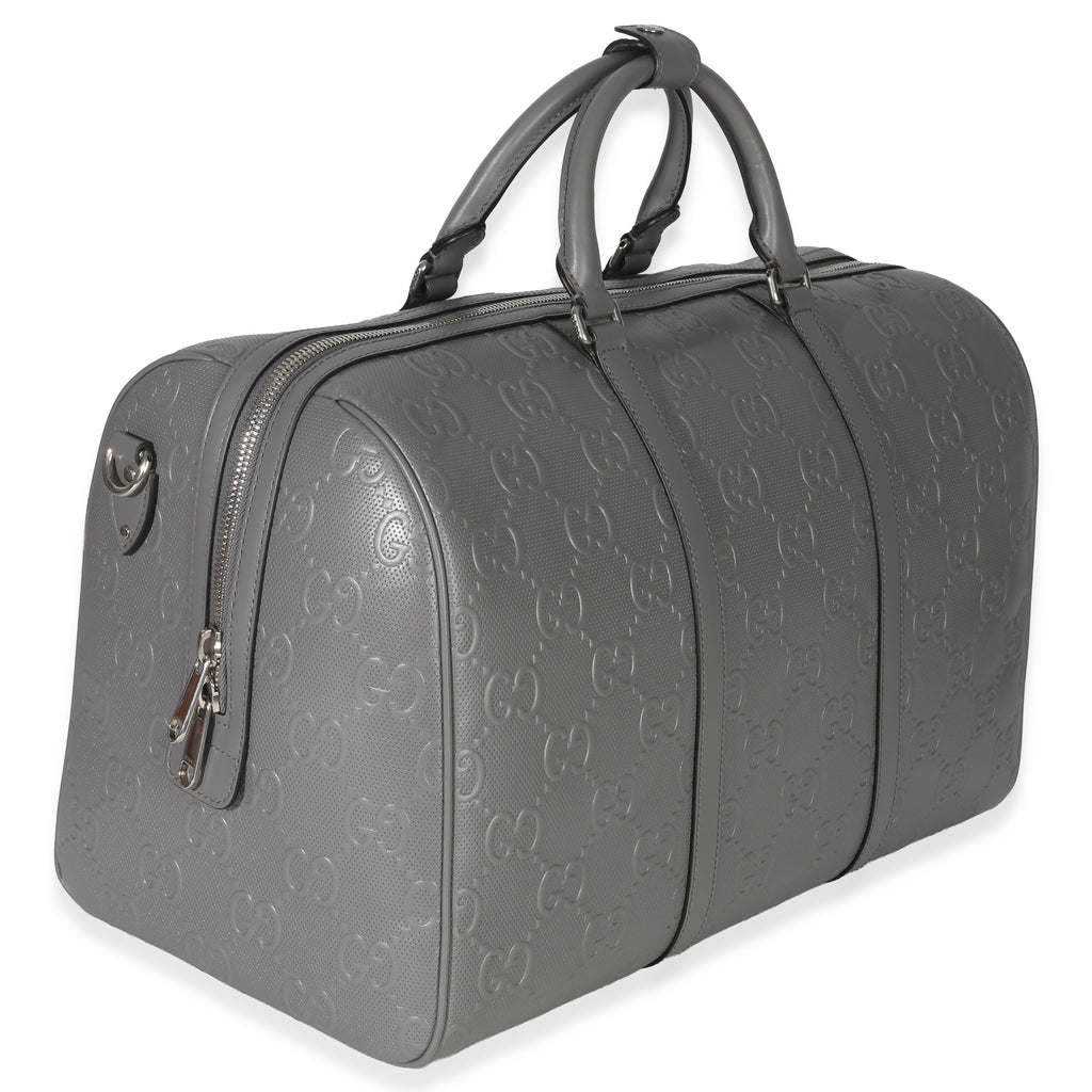 Grey Embossed Calfskin GG Tennis Medium Duffle Bag