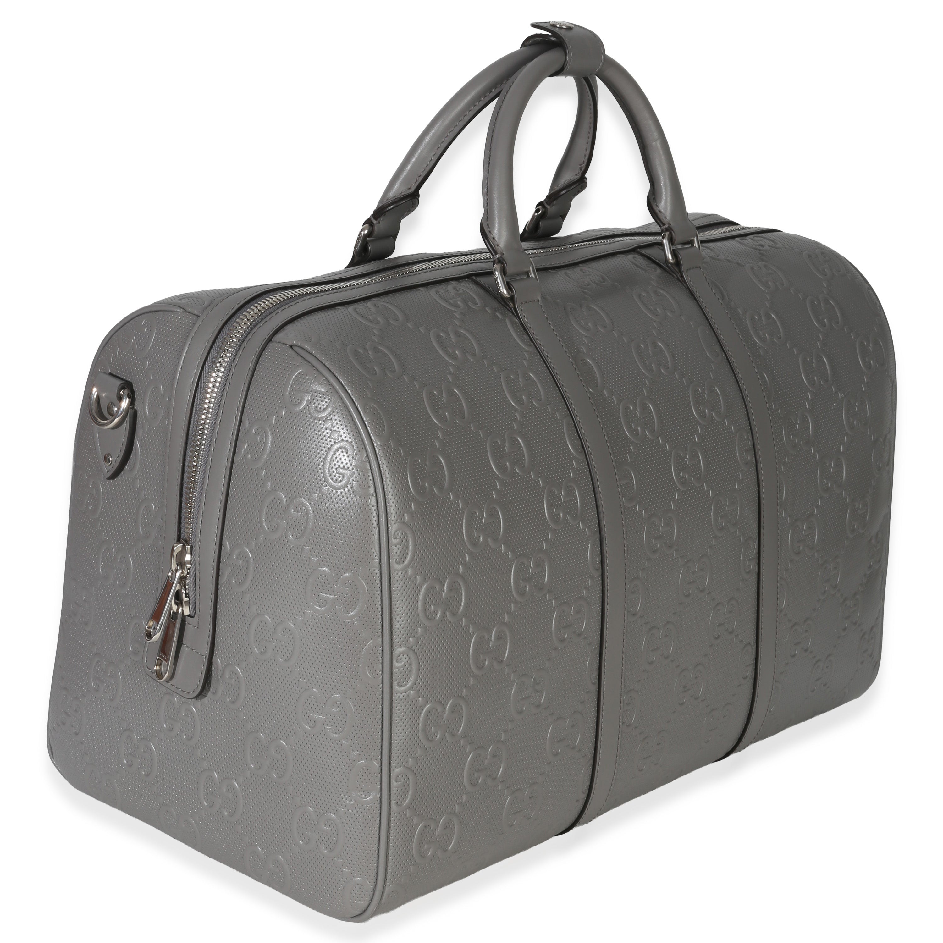 Grey Embossed Calfskin GG Tennis Medium Duffle Bag