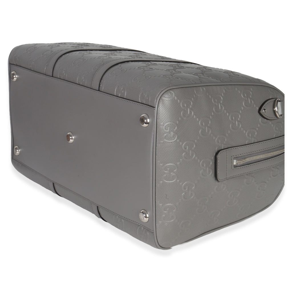 Grey Embossed Calfskin GG Tennis Medium Duffle Bag