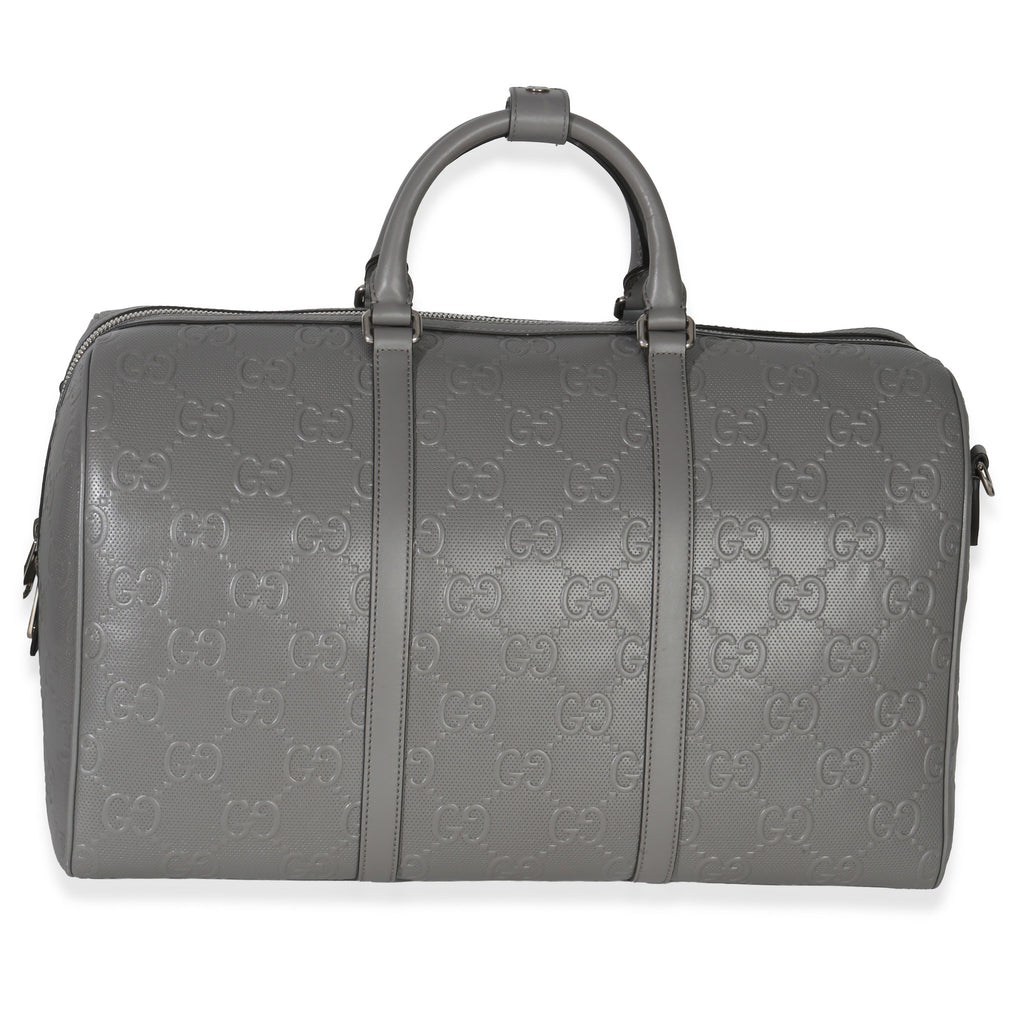 Grey Embossed Calfskin GG Tennis Medium Duffle Bag