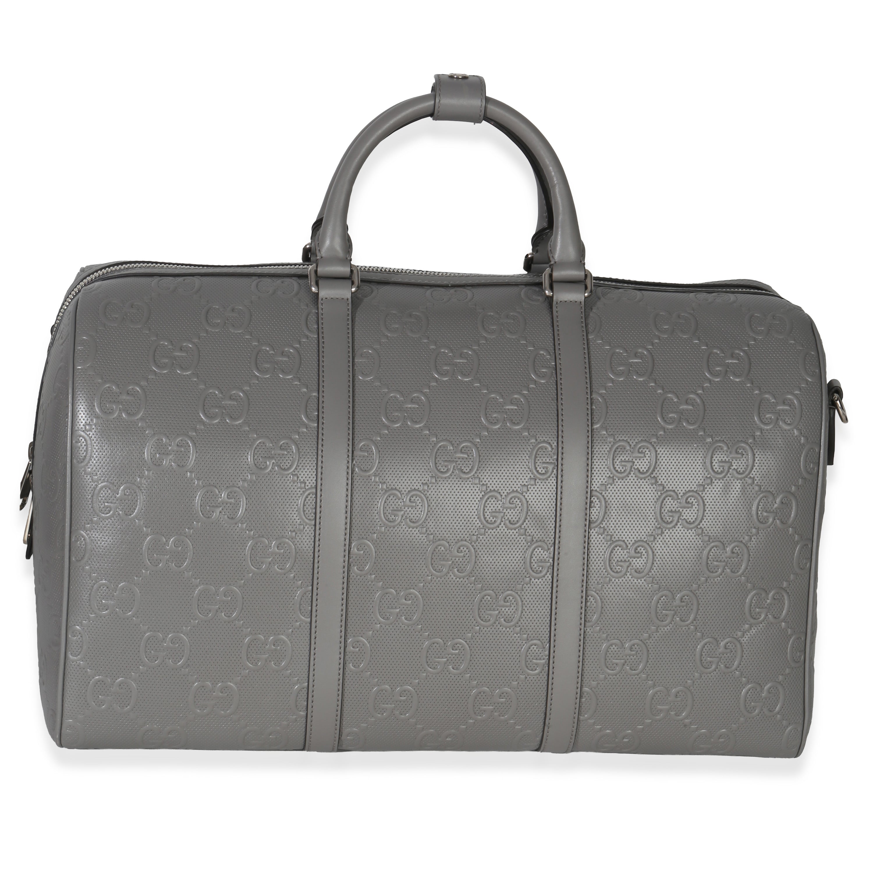 Grey Embossed Calfskin GG Tennis Medium Duffle Bag