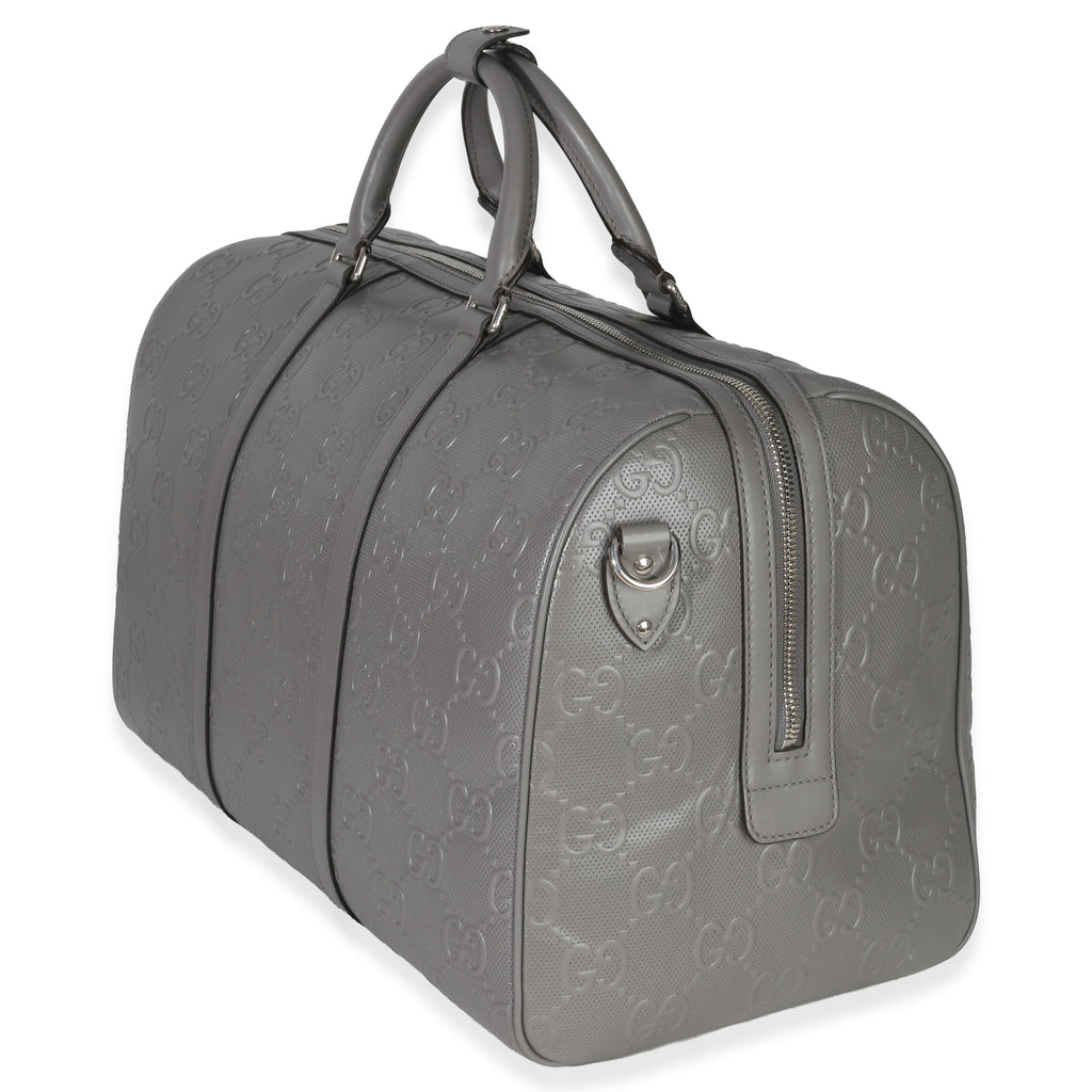Grey Embossed Calfskin GG Tennis Medium Duffle Bag