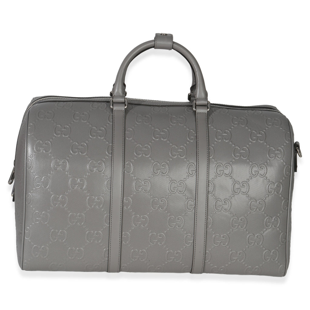 Grey Embossed Calfskin GG Tennis Medium Duffle Bag